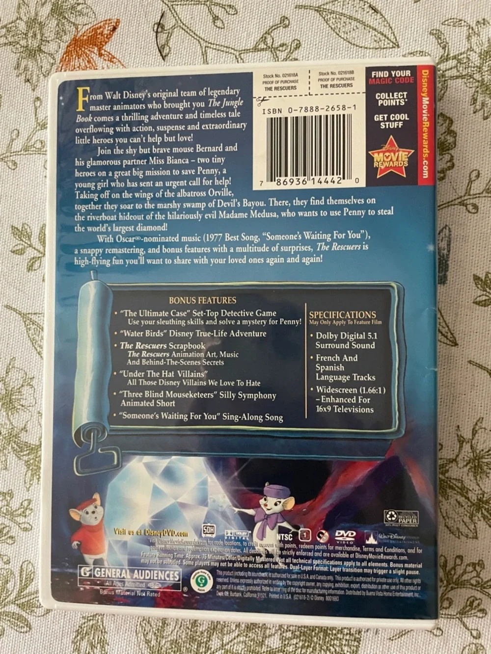 Disney Masterpiece Limited Edition The Rescuers with DVD Sleeve